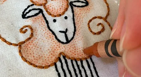 How to Use Crayons to Color Your Embroidered Fabric