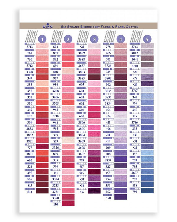 DMC color chart project - make your own embroidery floss chart swatch 