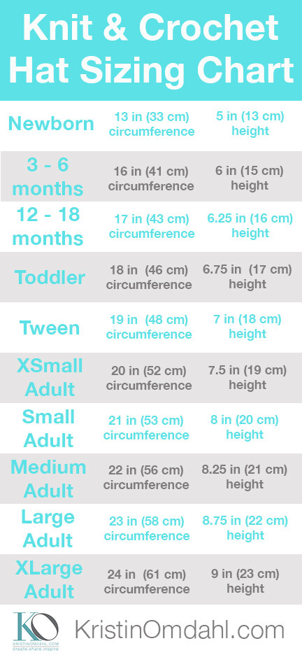 Knit Hat Size Chart