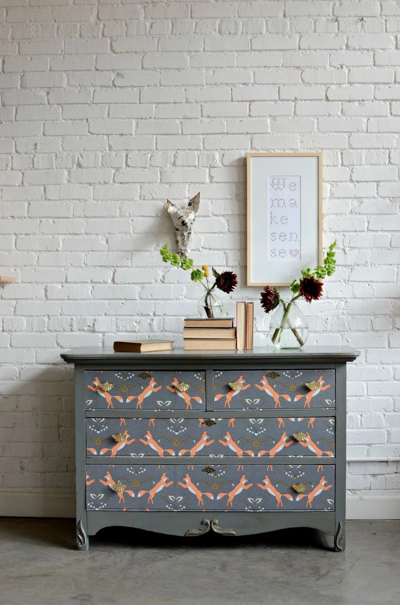 Fox Wallpaper by Holli Zollinger . Dresser by Barb Blair - Knack Studio