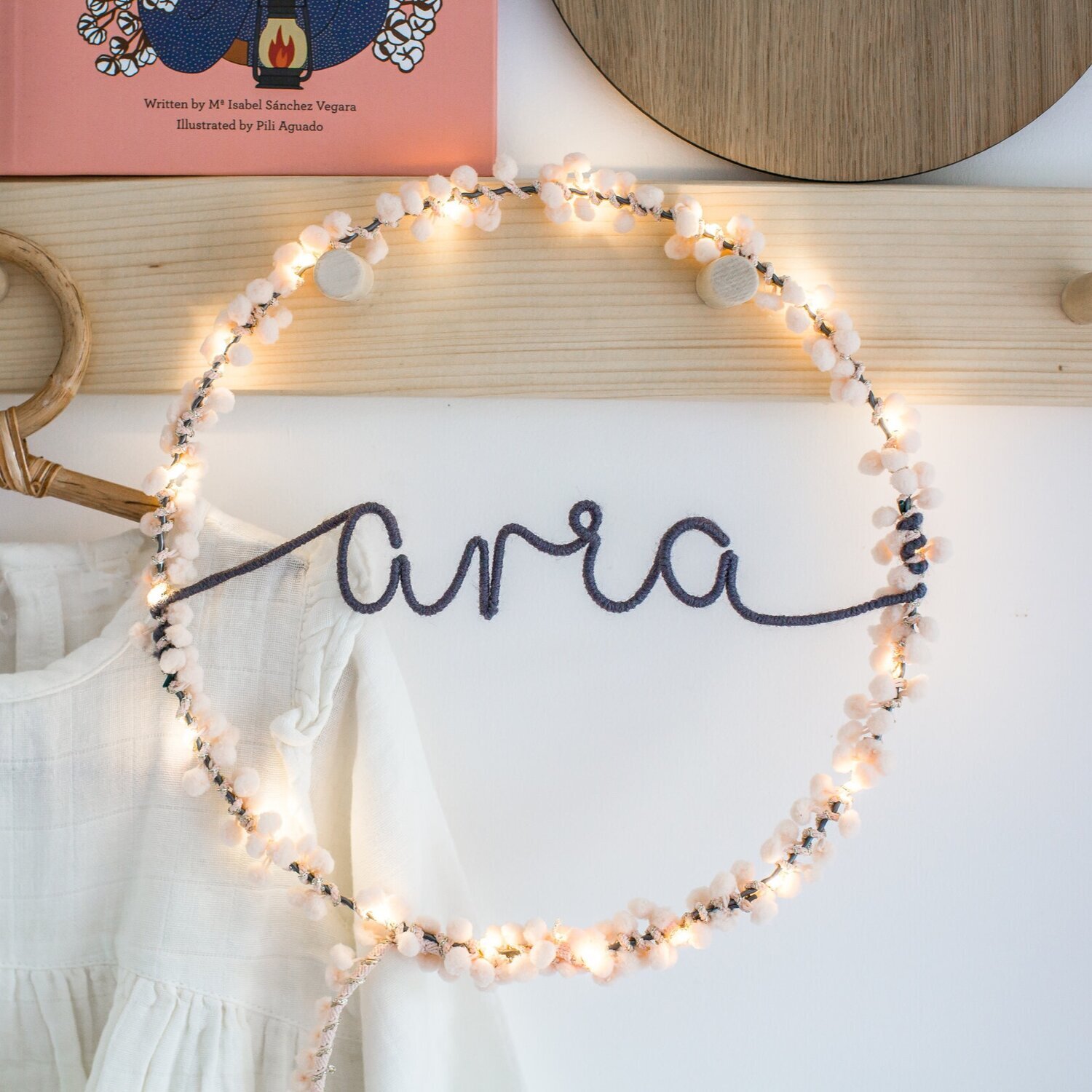 Personalised Name Fairylight Hoop, £38