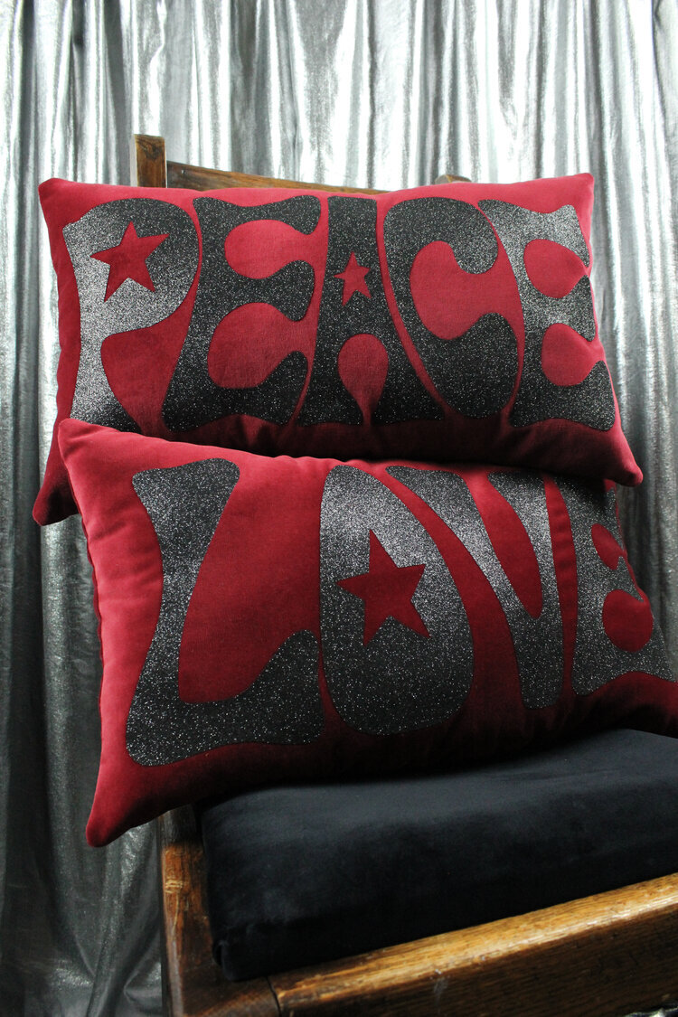 Peace &amp; Love Cushions, Mary Benson £35
