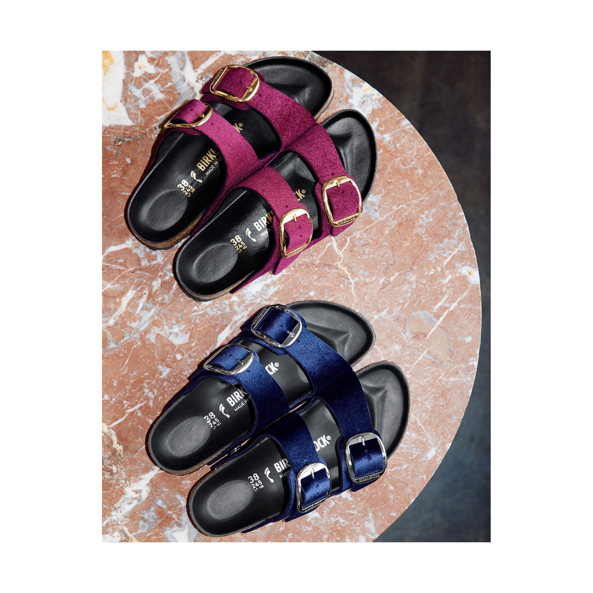 Velvet Birkenstocks, Collen &amp; Clare £115