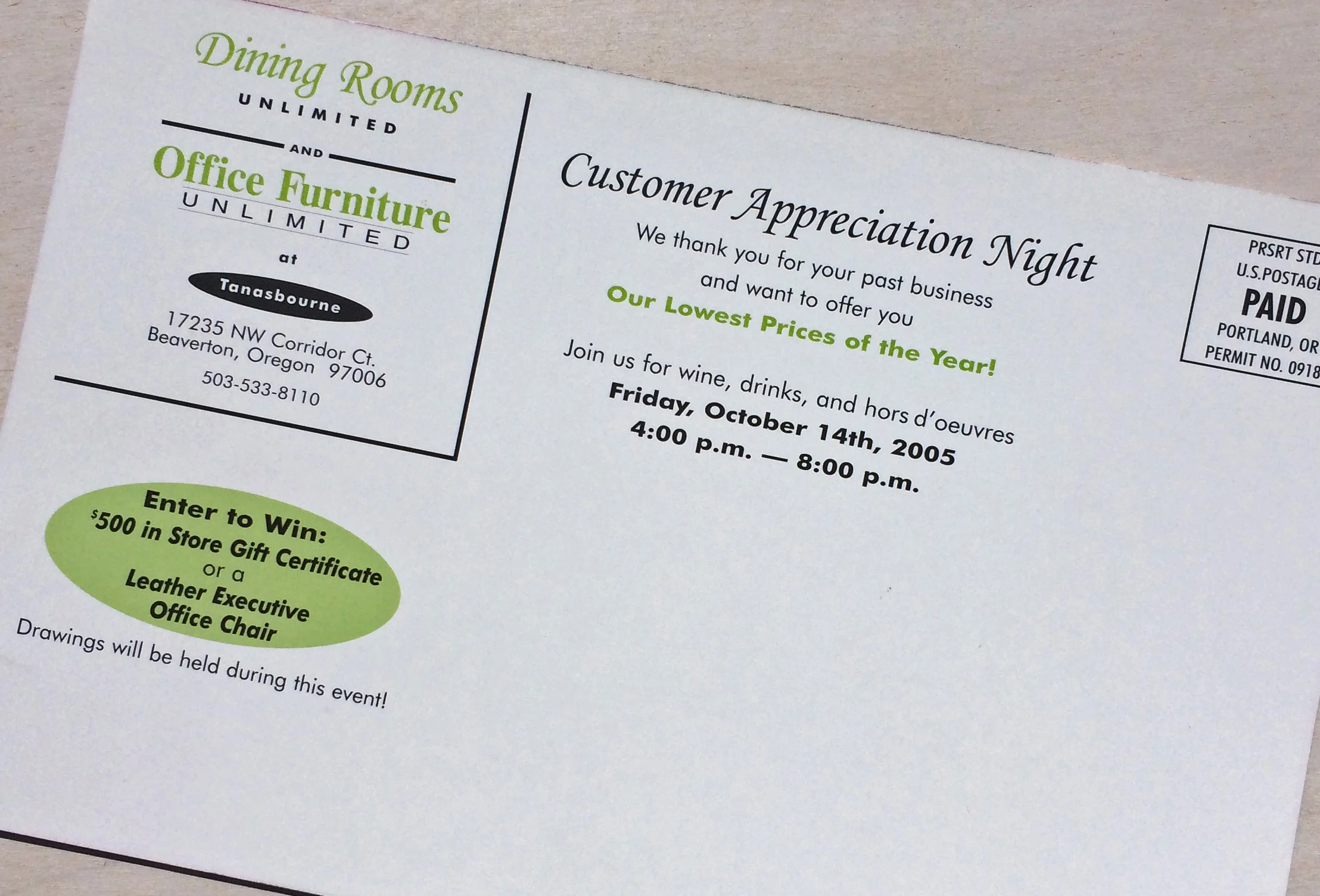  Direct Mail Postcard  (back)  