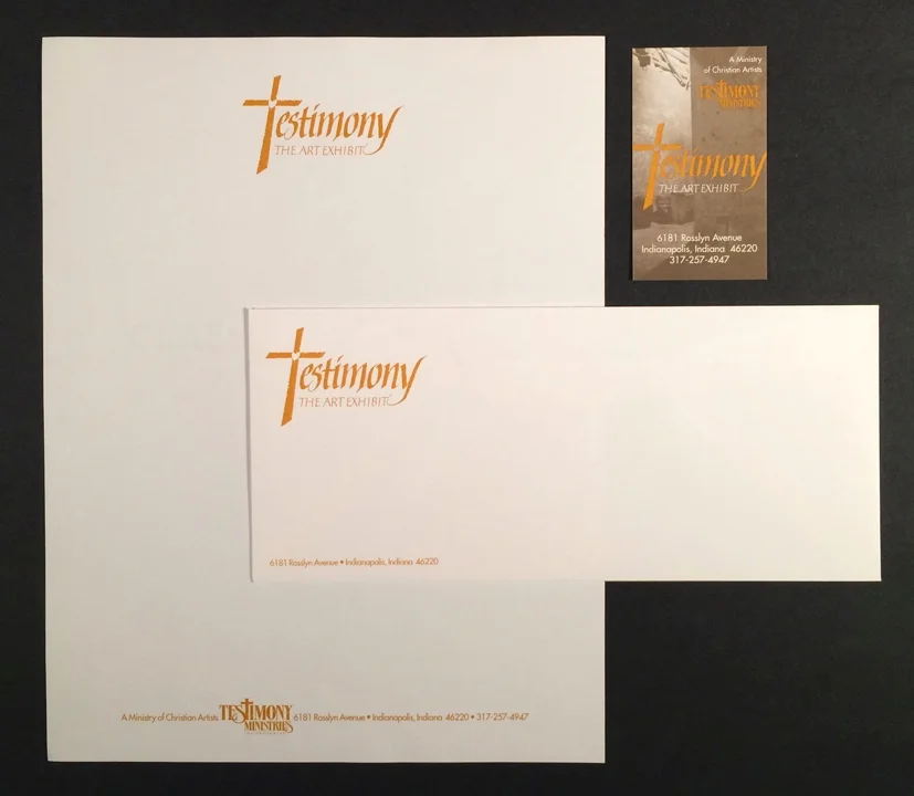  Letterhead, business card, envelope  (calligraphy by Erika Woods, photo by Ginny Taylor Rosner)  