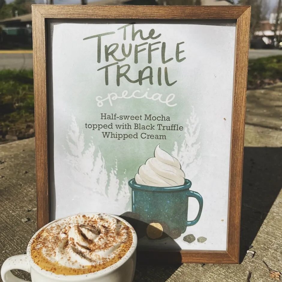 It's February which means the Truffle Trail has begun! A bunch of locals business have special menu items just for this event - including this special mocha ☕ stop in to try it out or to grab a bottle of the locally made truffle oil we sell in store!