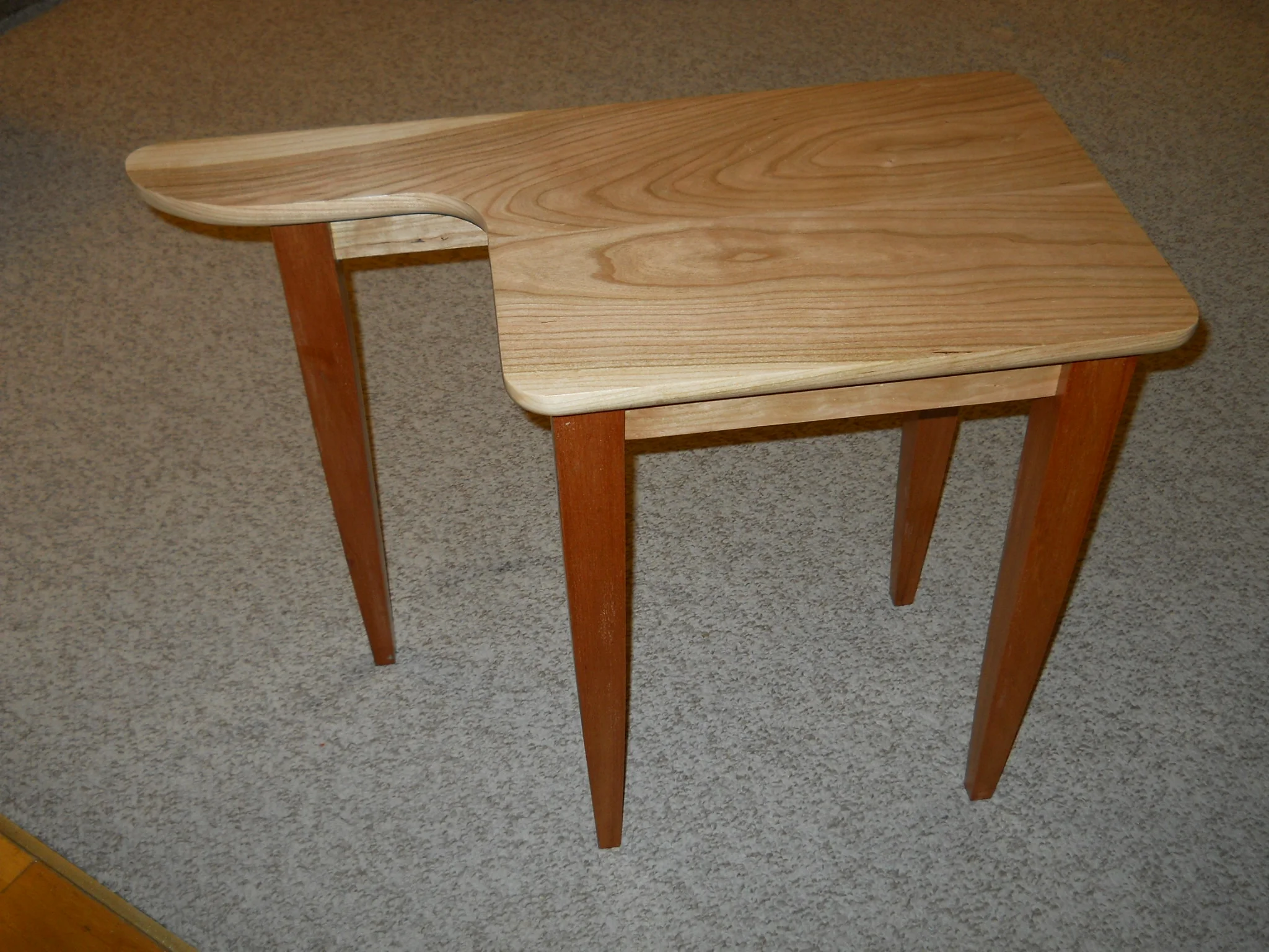 cherry table with mahagony legs  30" x 14" x 24" high
