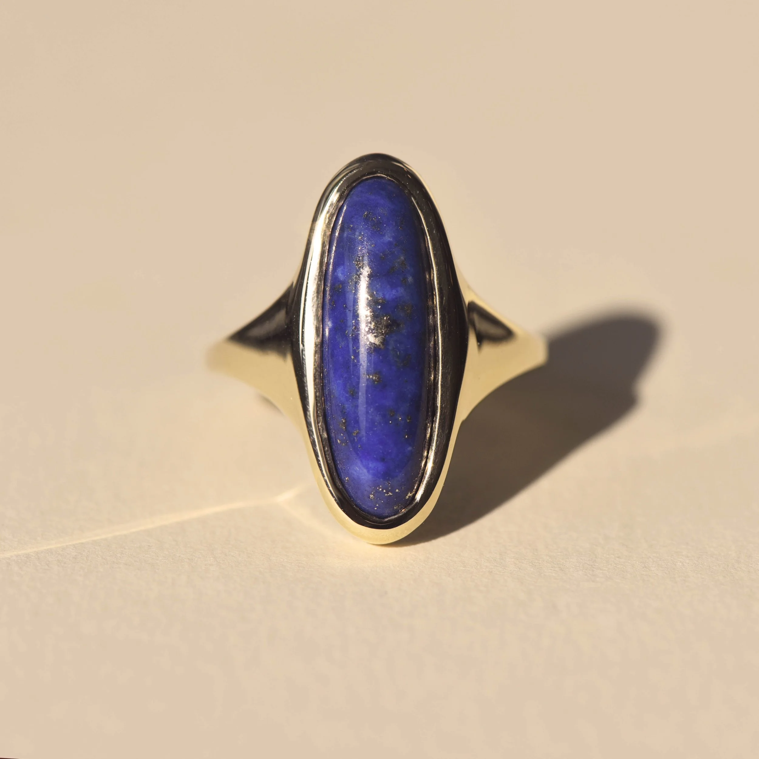 Long Oval Ring Lapis — Lindsay Lewis Jewelry