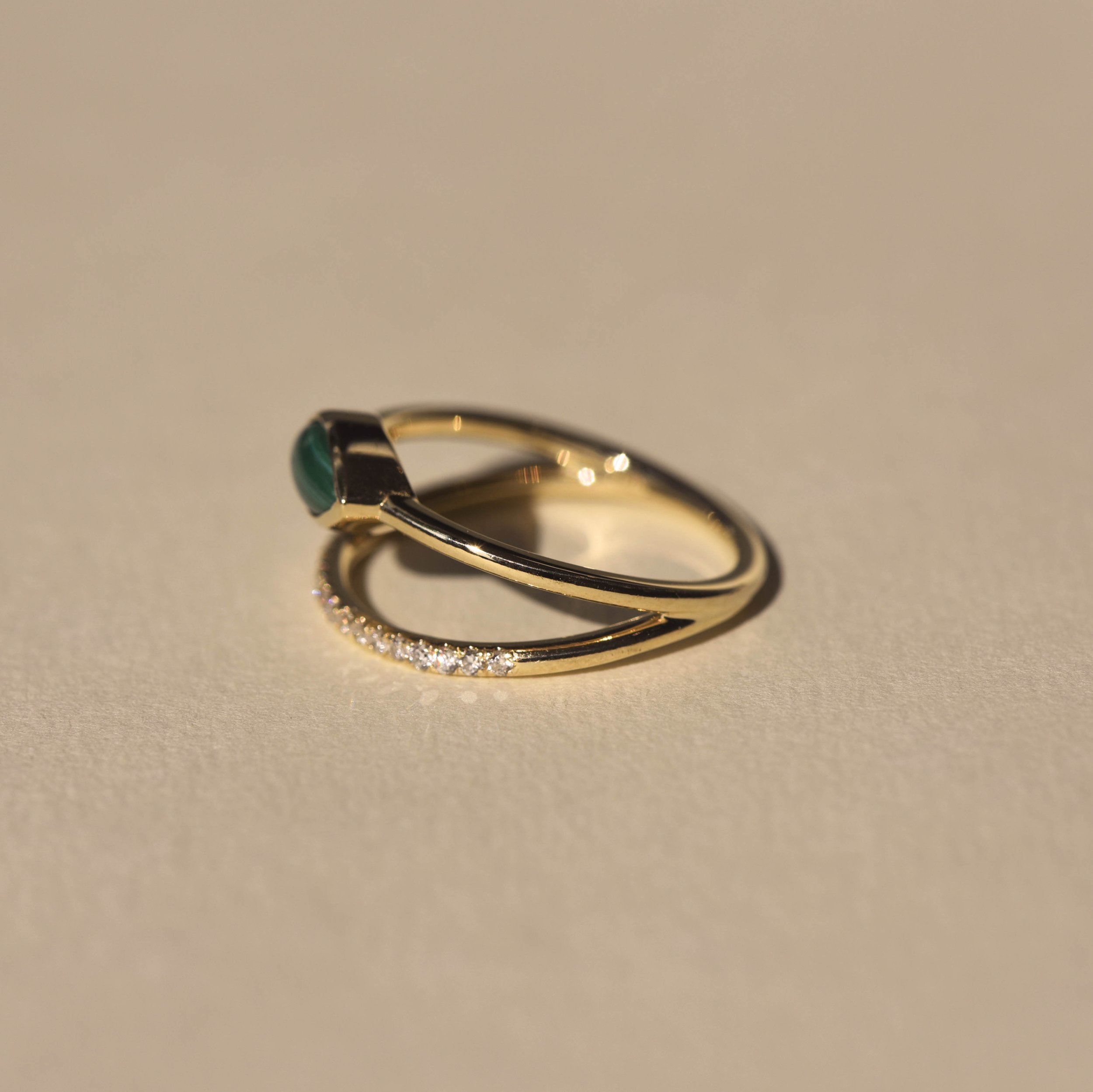 Hover Ring - Malachite - Diamonds — Lindsay Lewis Jewelry