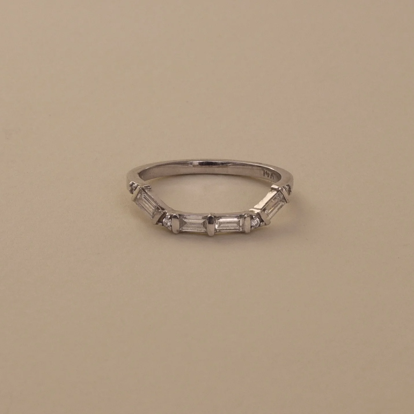 Baguette Curved Band - White Gold
