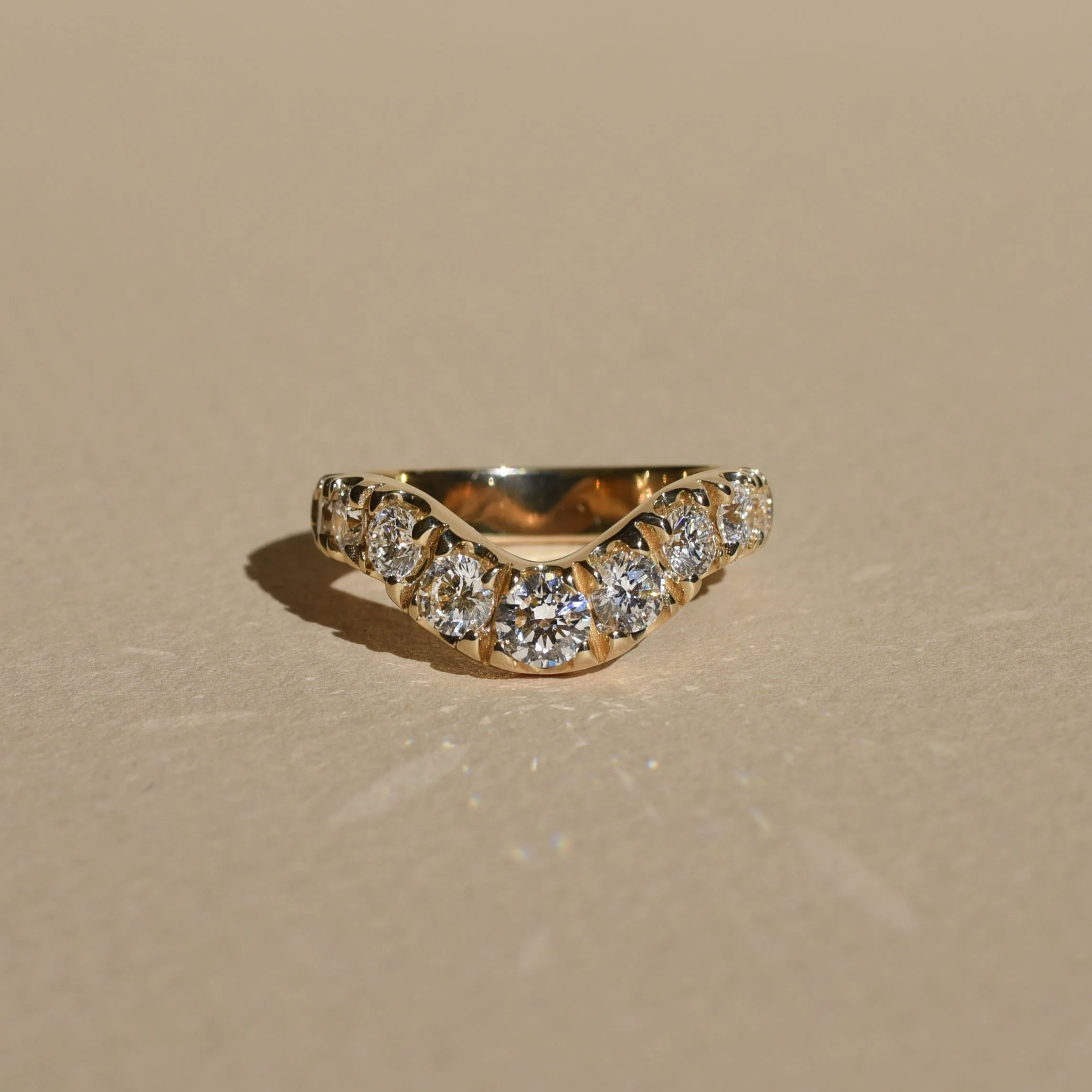 Steep Curve Band - Large - Pave Diamonds