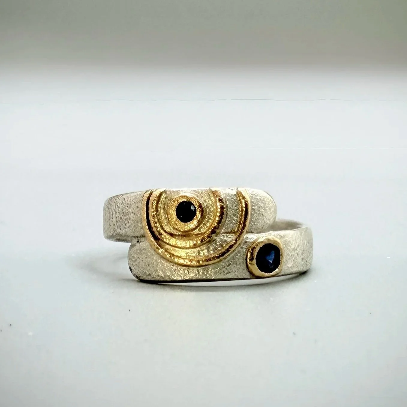 Sapphire, Gold, and Silver Ring - Size 8.25