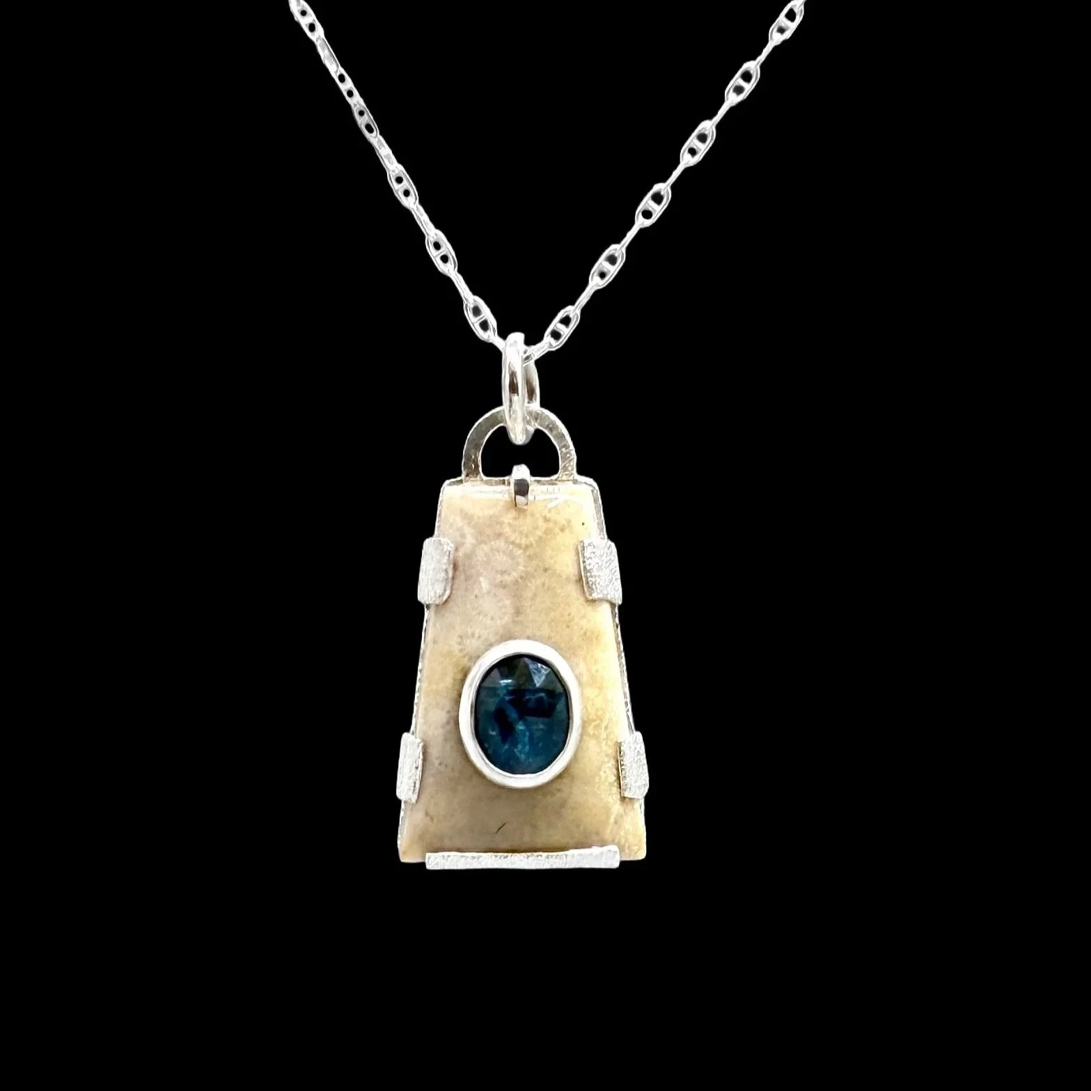 Fossil Coral and Topaz Pendant