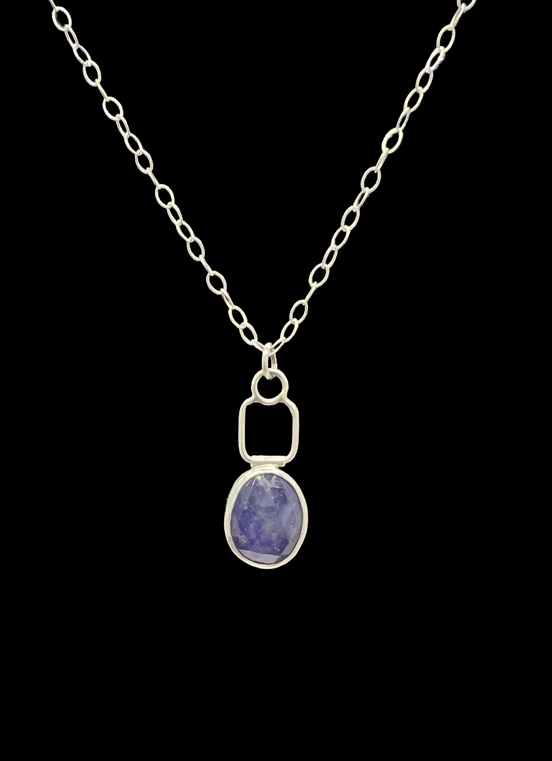 Hinged Rose-Cut Tanzanite Pendant Necklace