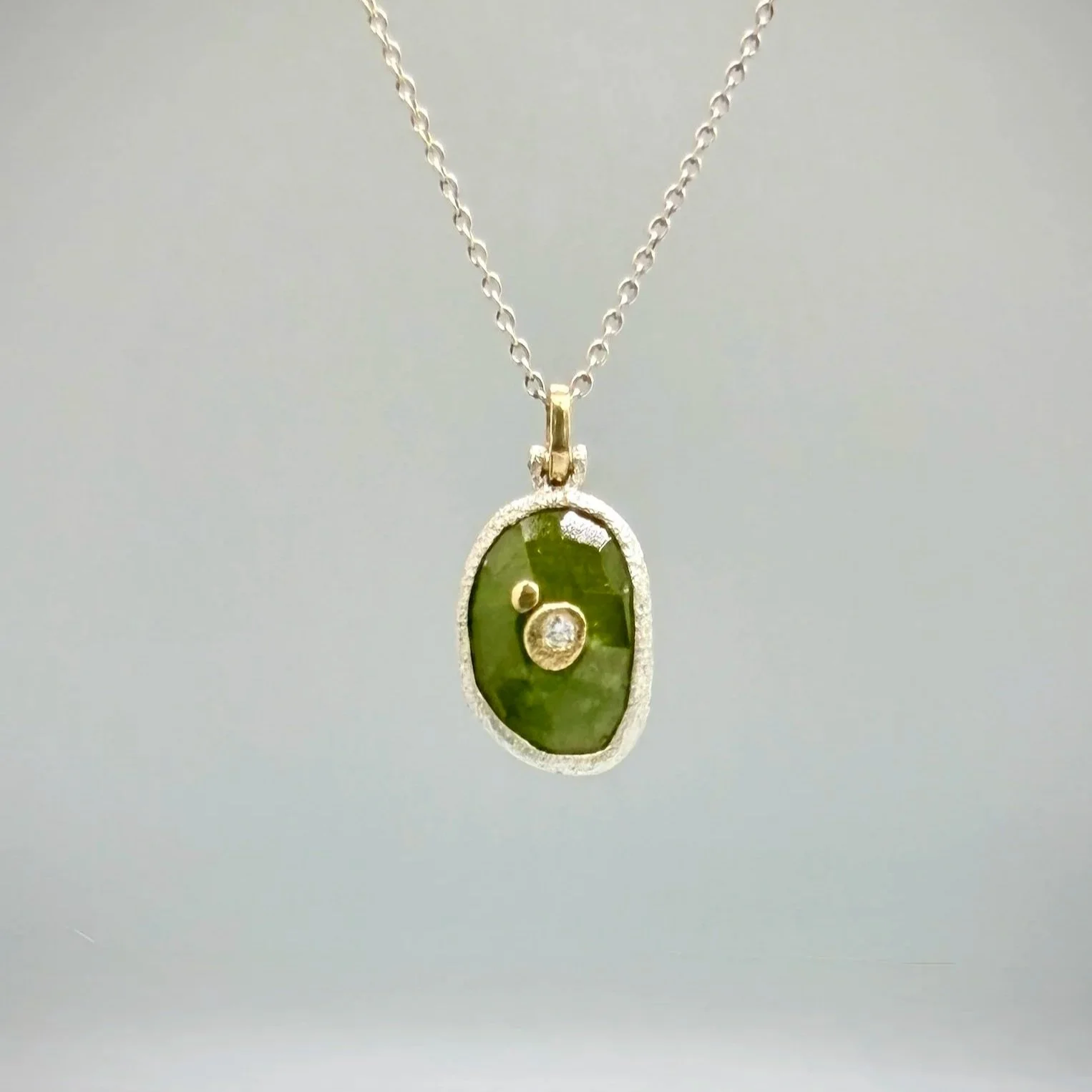 Diamond-Studded Vesuvianite Pendant.