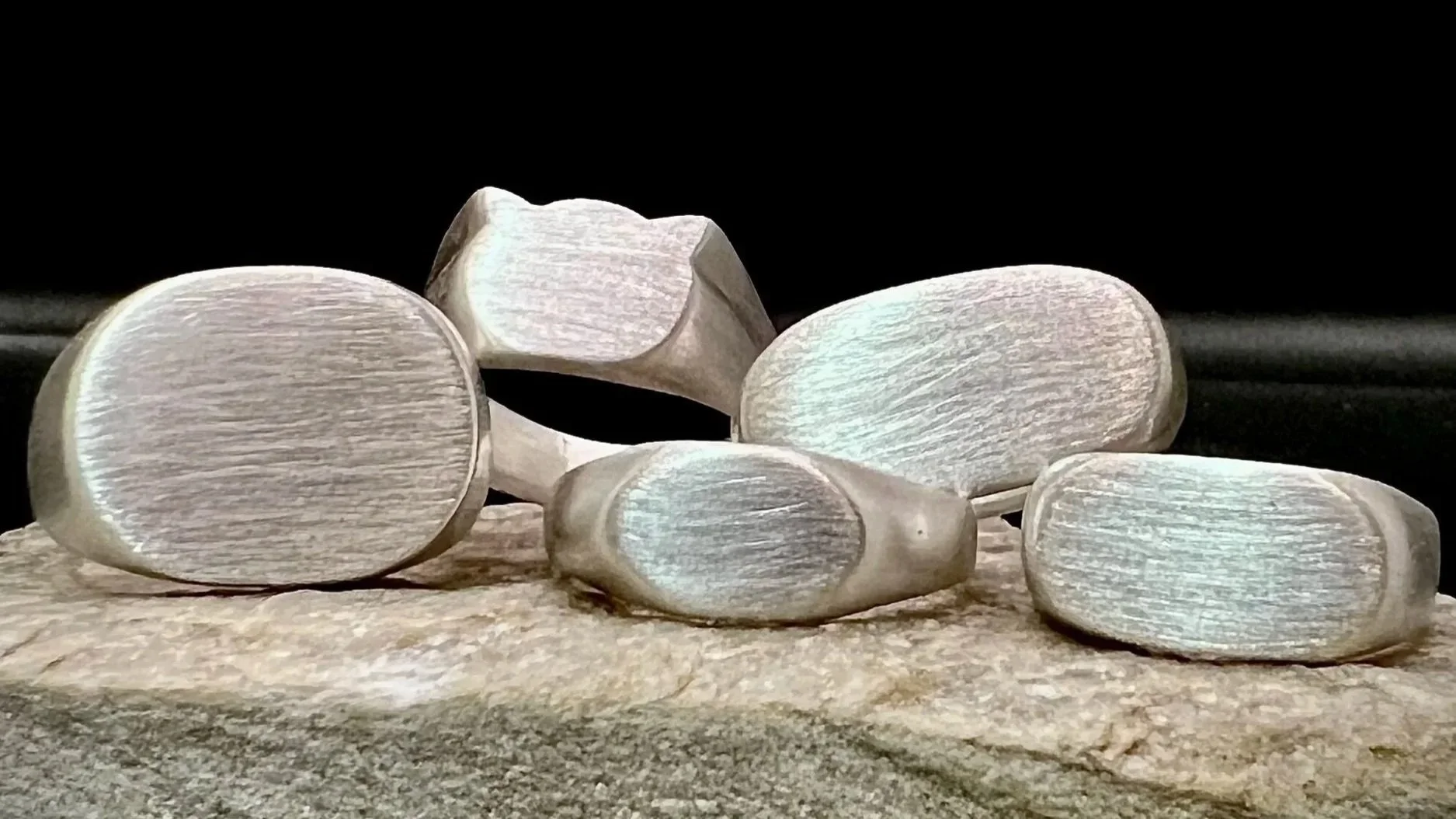 Variety of brush finish signet rings