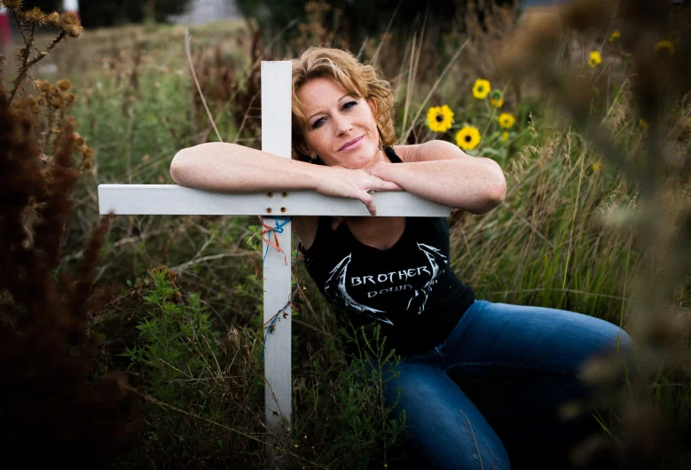 Barbara Deckert at the site of her fiancé’s death on Aug. 10, 2017 in Brighton. Ron Edwards was killed by a driver who ran a red light and hit him on his motorcycle.