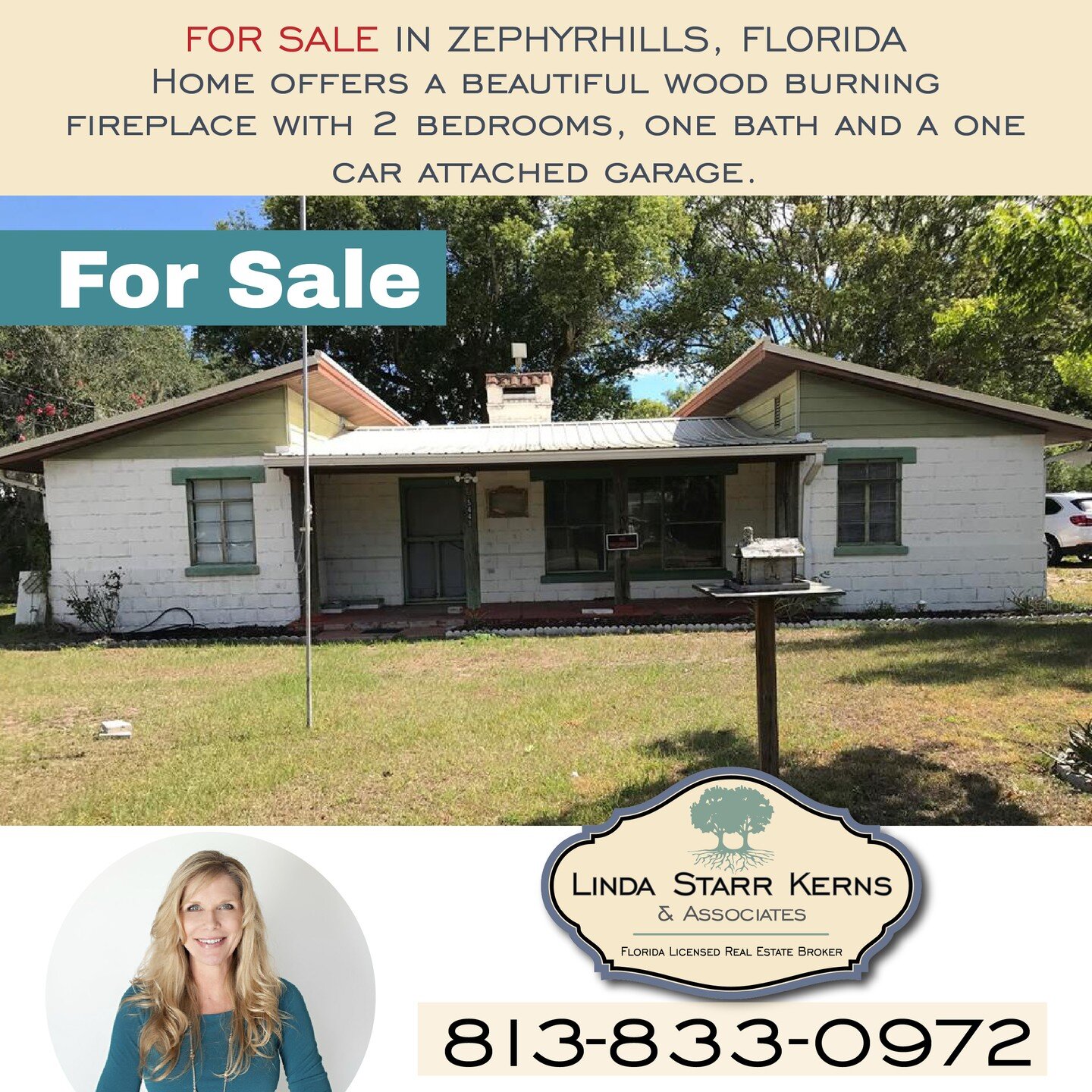 Home for sale in Zephyrhills, Florida. Great corner lot within walking distance to 5th Avenue, City Hall and library! Home offers a beautiful wood burning fireplace with 2 bedrooms and 1 bath and 1 car attached garage. Home also has large workshop wh