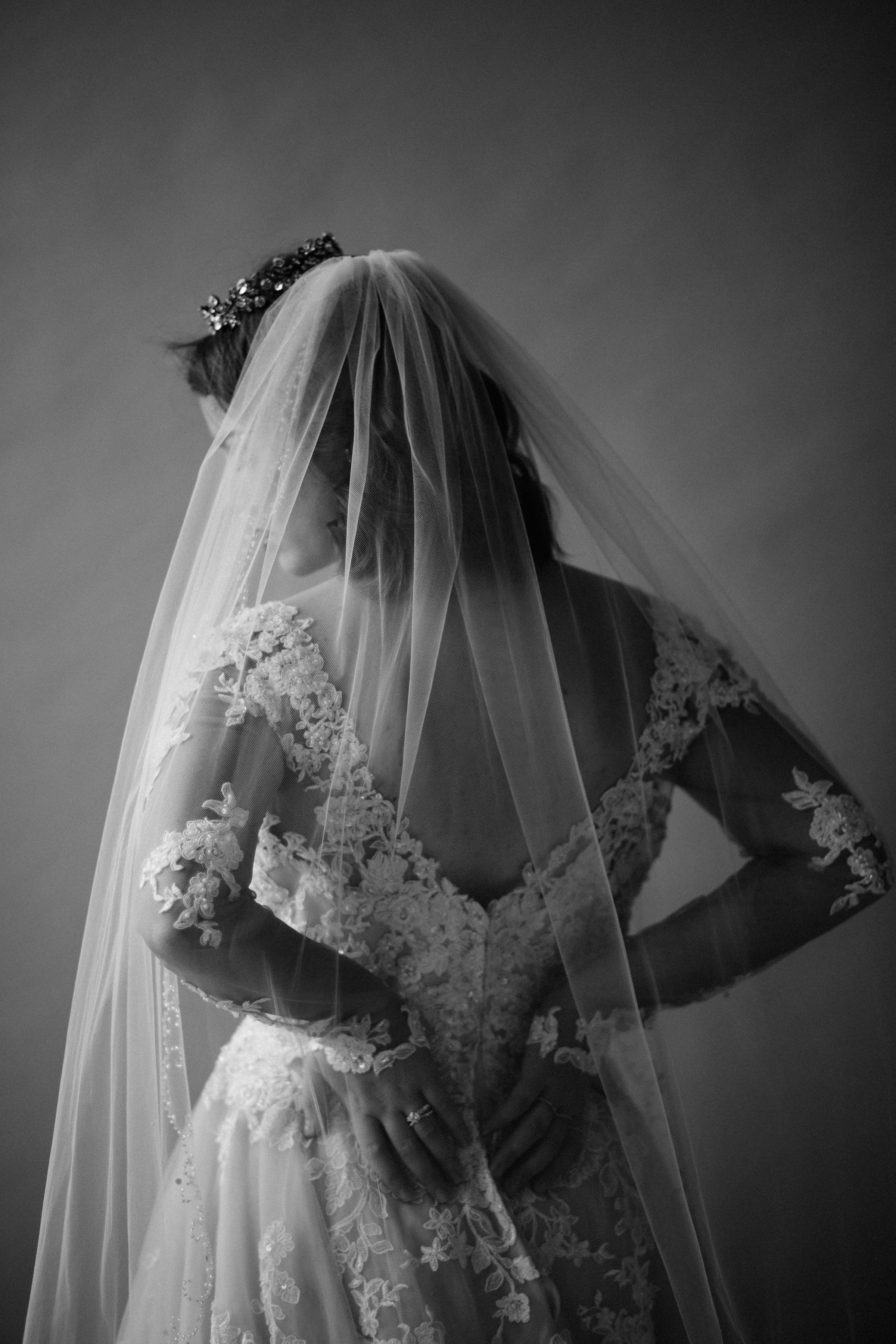  Headpiece:&nbsp; Hair Comes the Bride &nbsp;| Earring:&nbsp; Liz Law &nbsp;| Ring: Icon Stylist | Dress &amp; Veil:&nbsp; Bel Fiore Bridal , Essence of Australia | Hair &amp; Makeup:&nbsp; Corianne Elizabeth Beauty &nbsp;| Photography:&nbsp; Michell