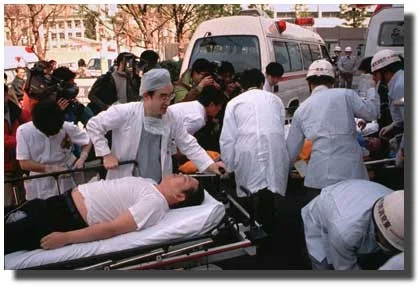 Figure 2 - Casualties arrive by Ambulance at St. Luke's (Source: Chikumo Chiaki, AP Wide World Photos)