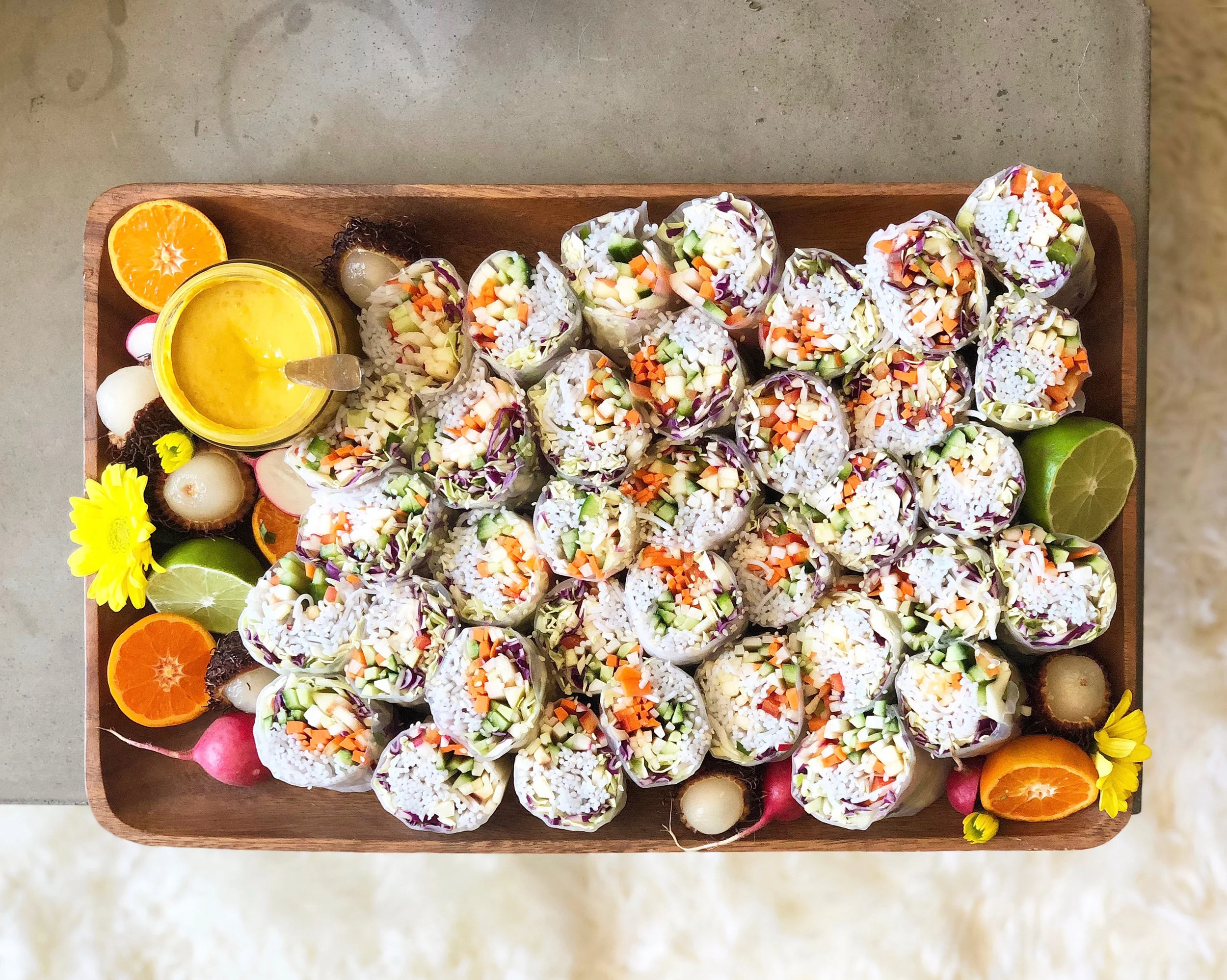 Rainbow Summer Rolls &amp; Mango Turmeric Dip