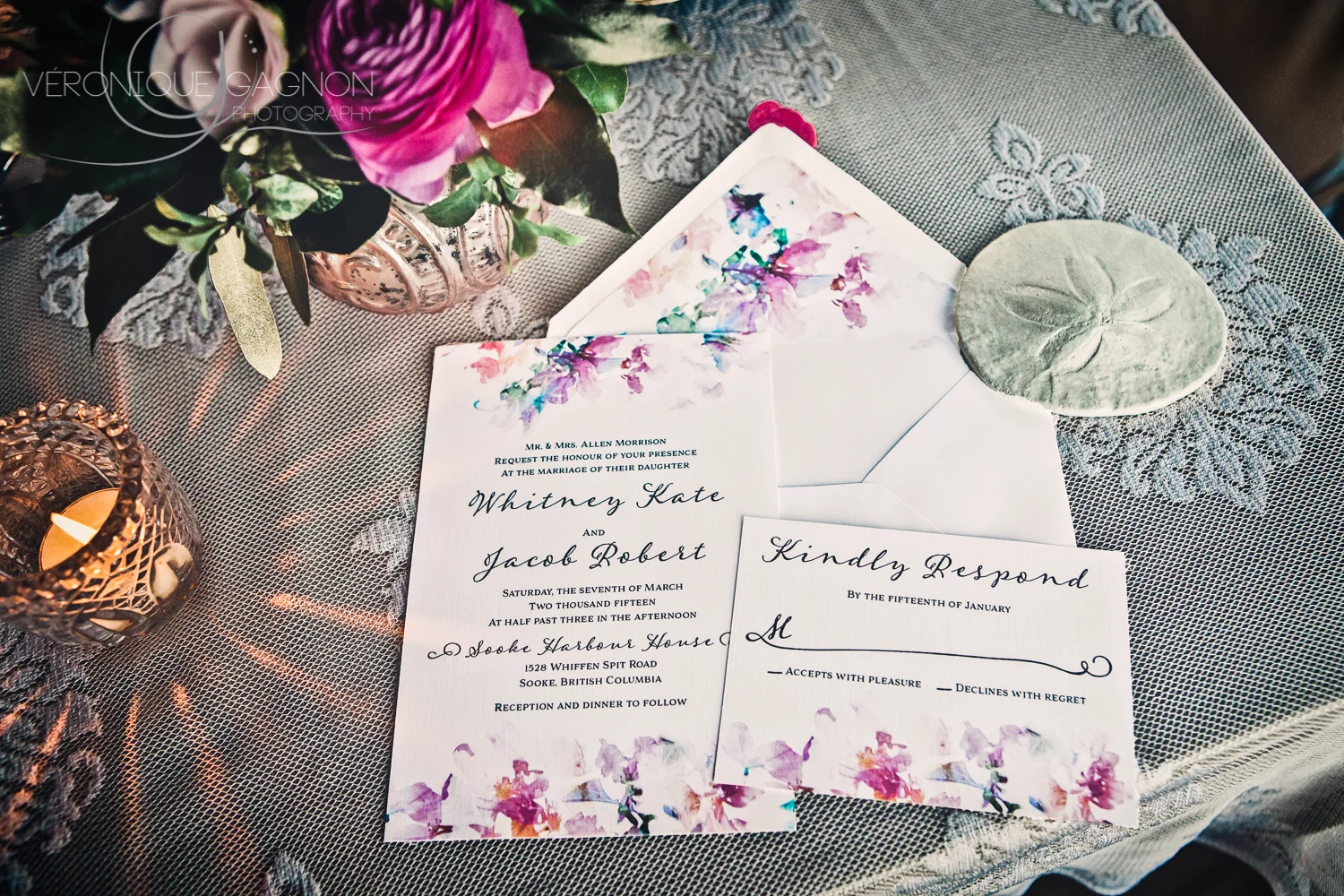 Watercolour wedding invitation by Tuktu Paper Co.