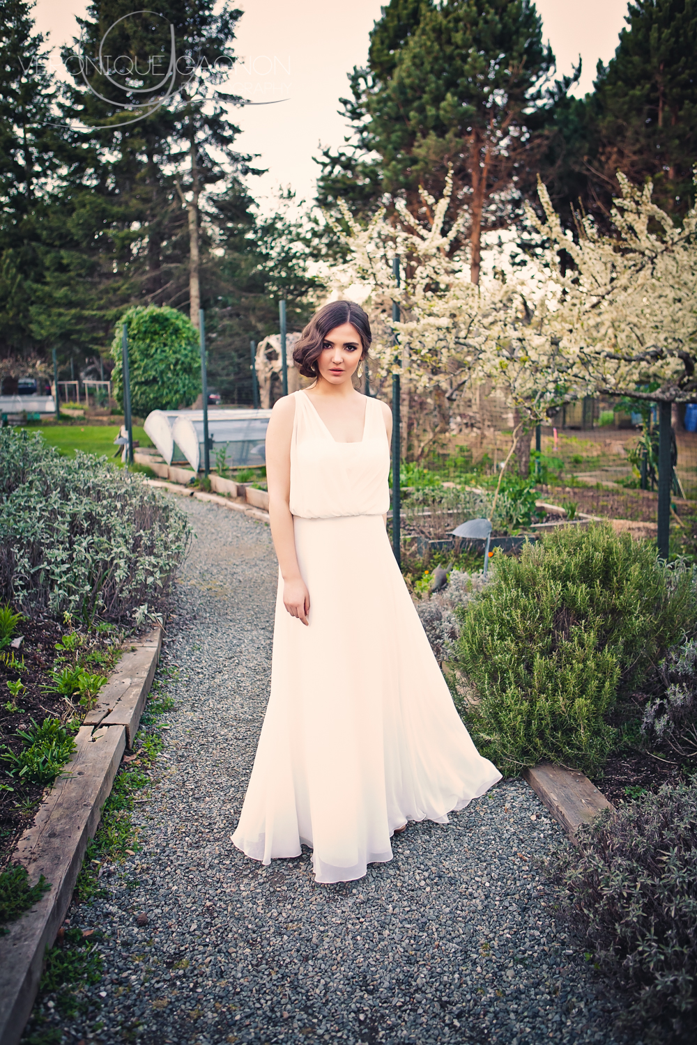 Bridesmaid in the Sooke Harbour House Gardens
