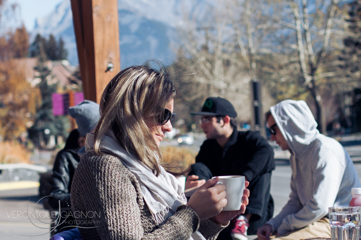 Enjoying my coffee on Banff's main street just like I used to do in the good old days when I lived there.