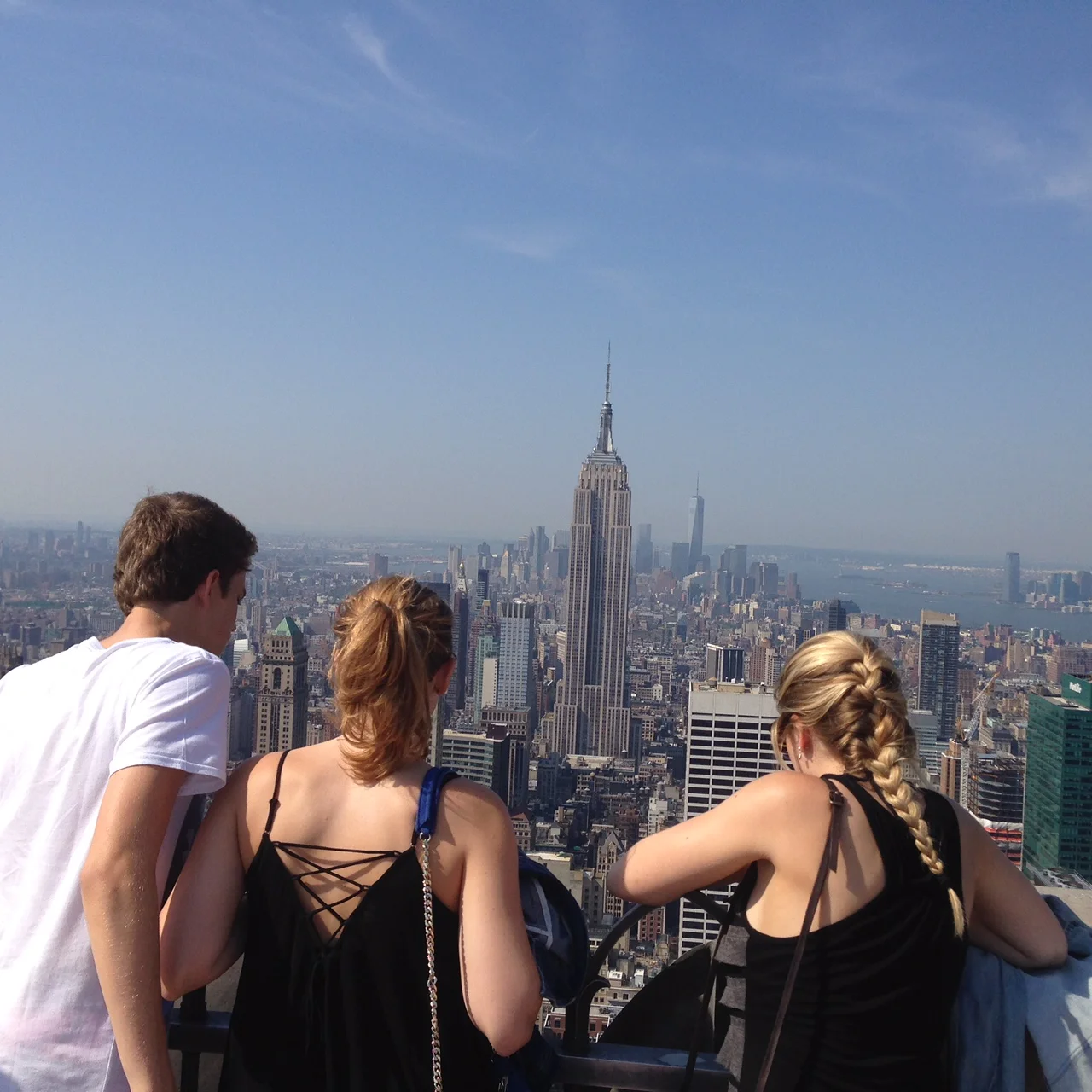My sisters and I looking down onto New York From the top of the Rockefeller Centre