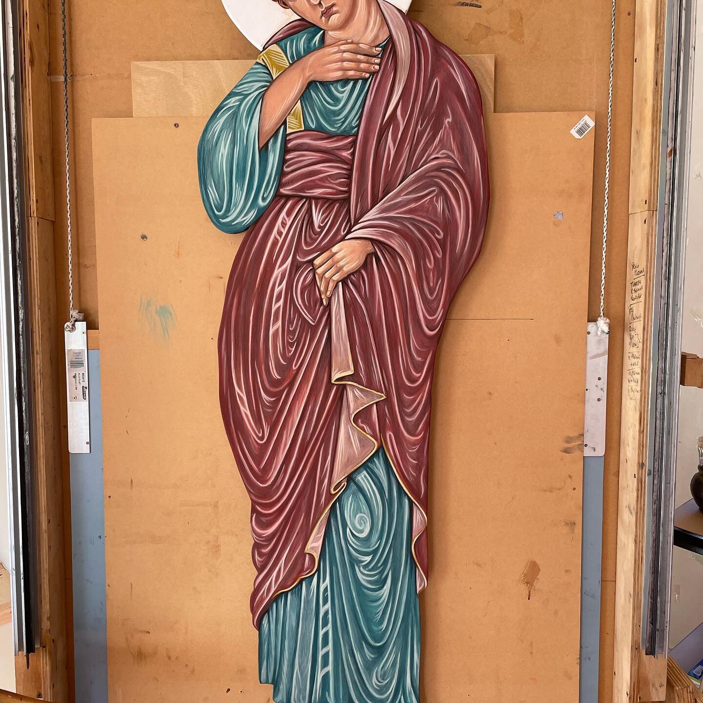 St John ready for a gold halo. Finished. #iconography #stjohntheevangelist #stjohnthedivine #eggtempera #catholicartist