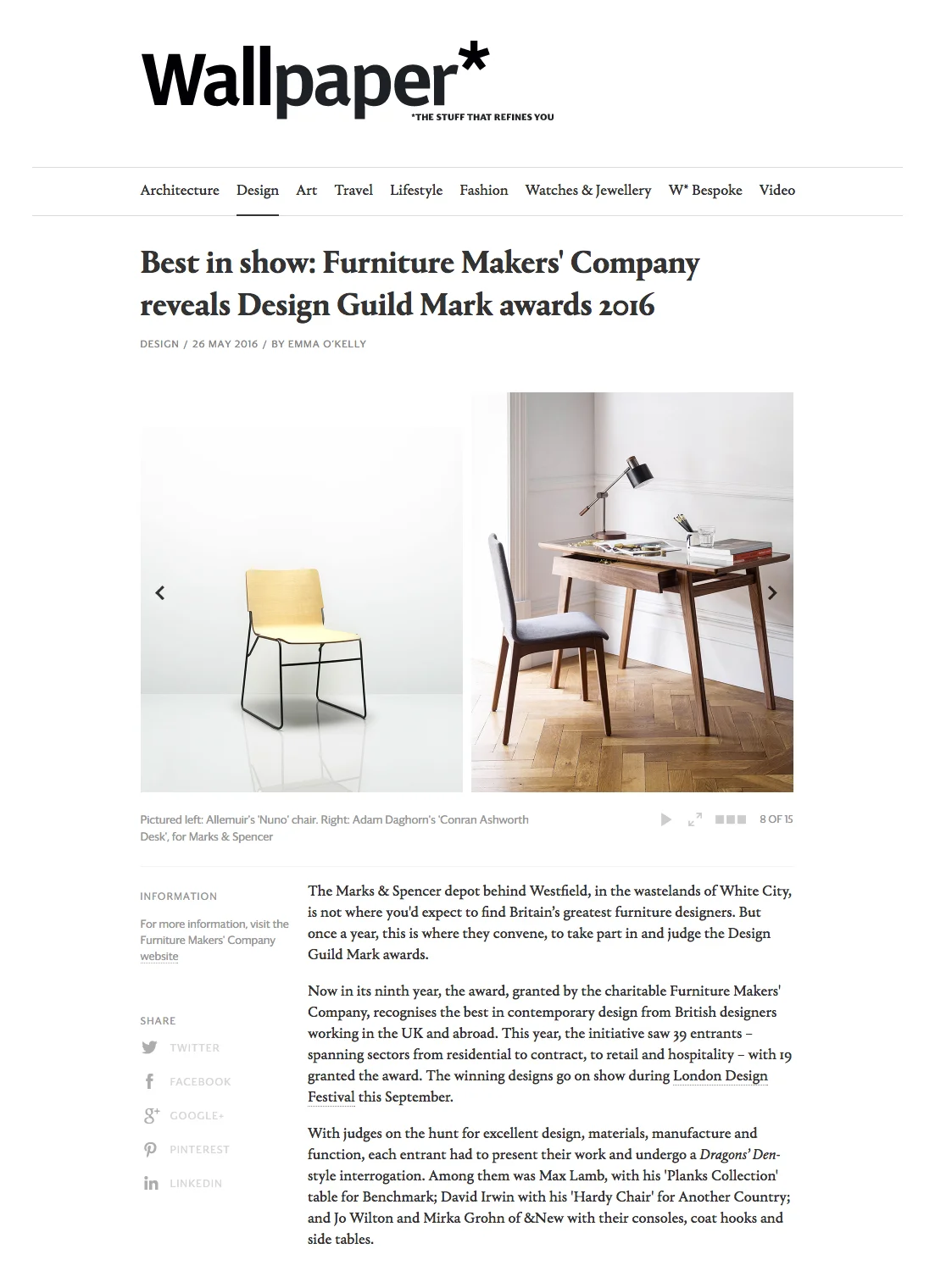Emma O'Kelly - Editor of Wallpaper - May 2016 M&S Home