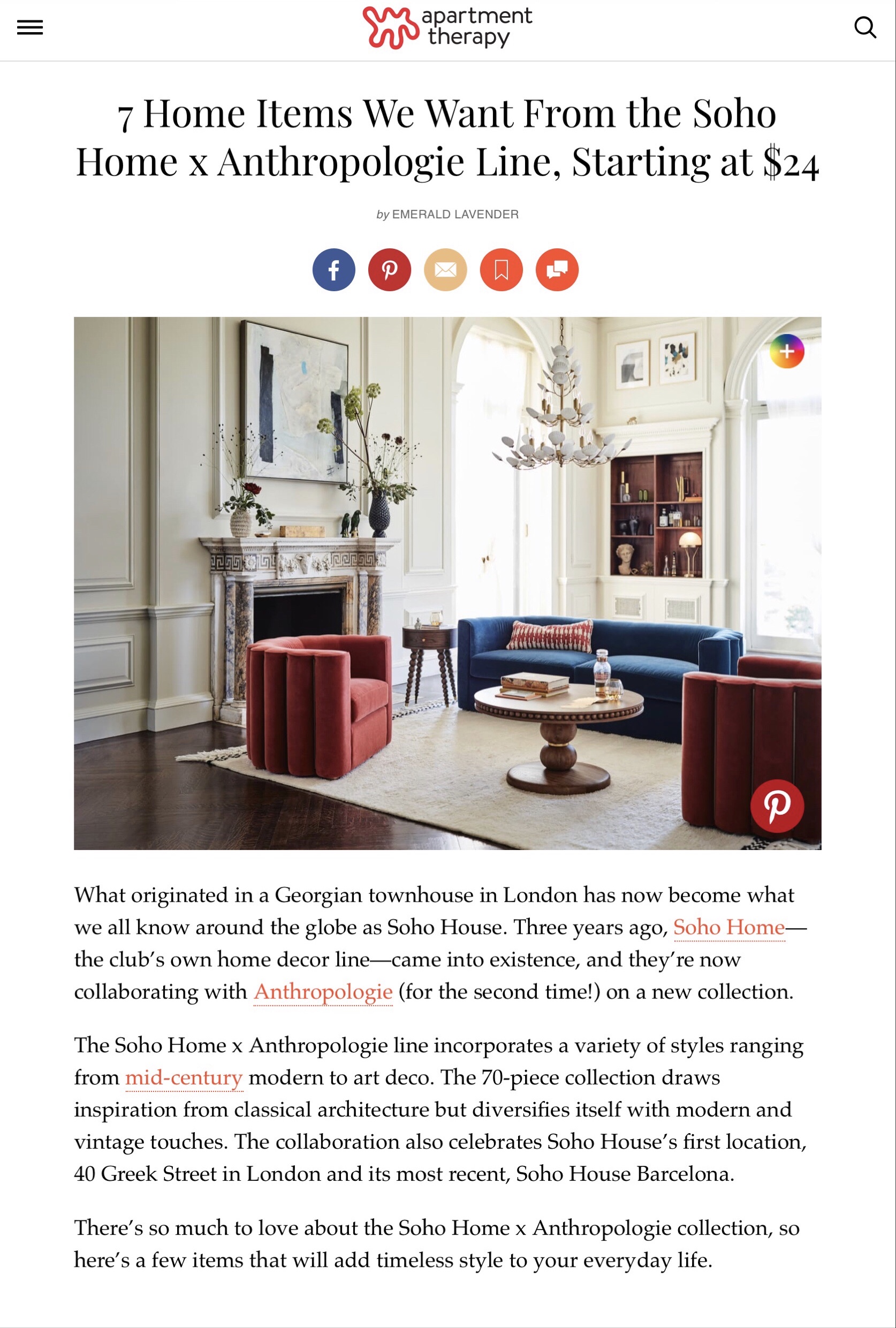 Soho Home x Anthropologie