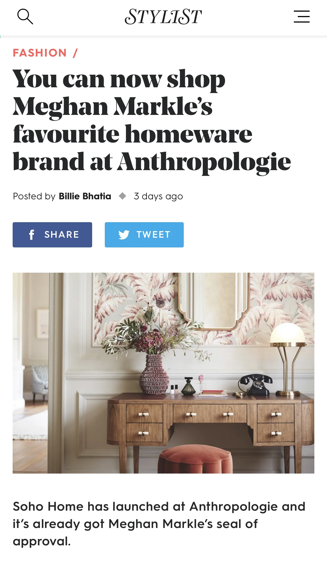 Soho Home x Anthropologie