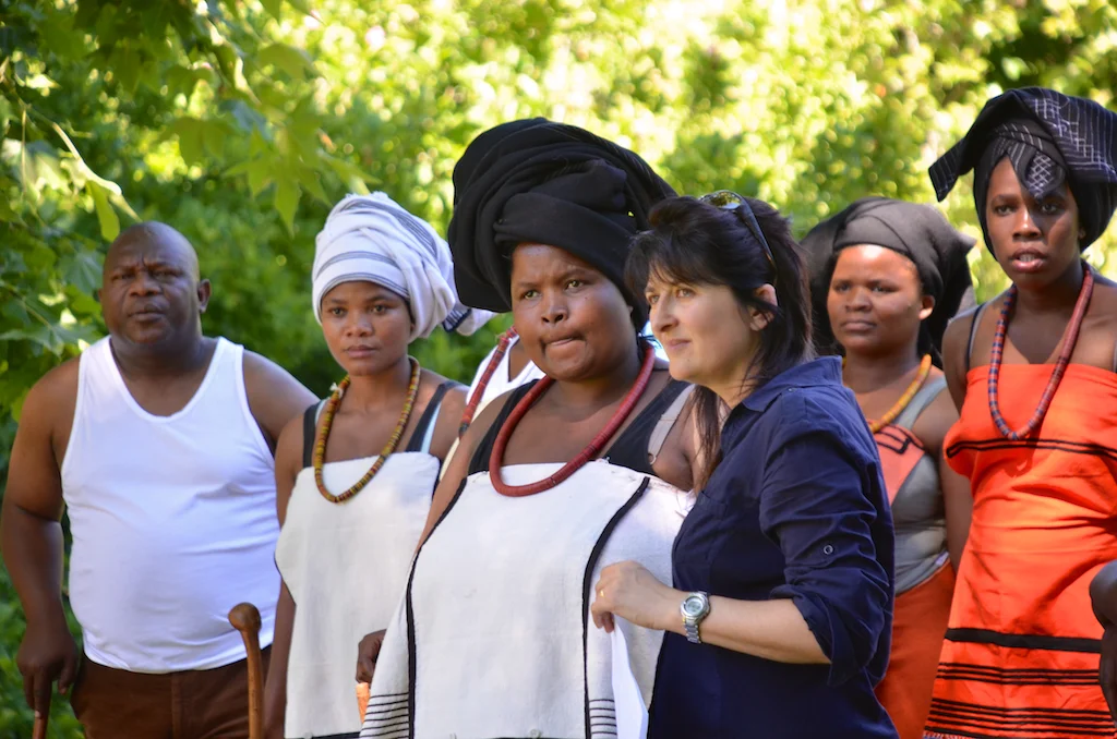 Directing Xhosa women in a reconstruction scene for Troopship Tragedy in 2015