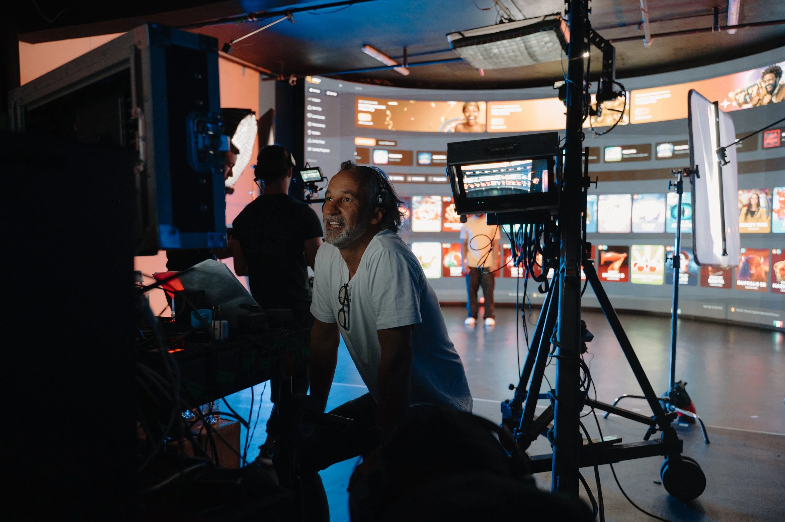 Virtual Productions LED Volume - with actor infront of the Virtual Productions LED Volume -