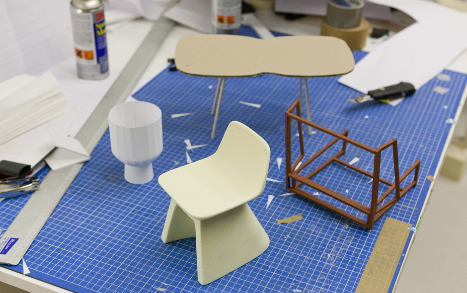Furniture is modelled at scale to test an approach and explore an idea.