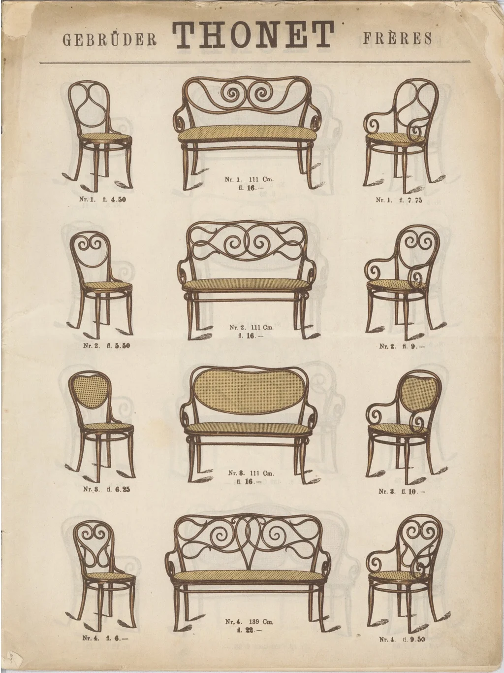 An 1886 Gebruder Thonet catalogue via Museum of Bonnard.