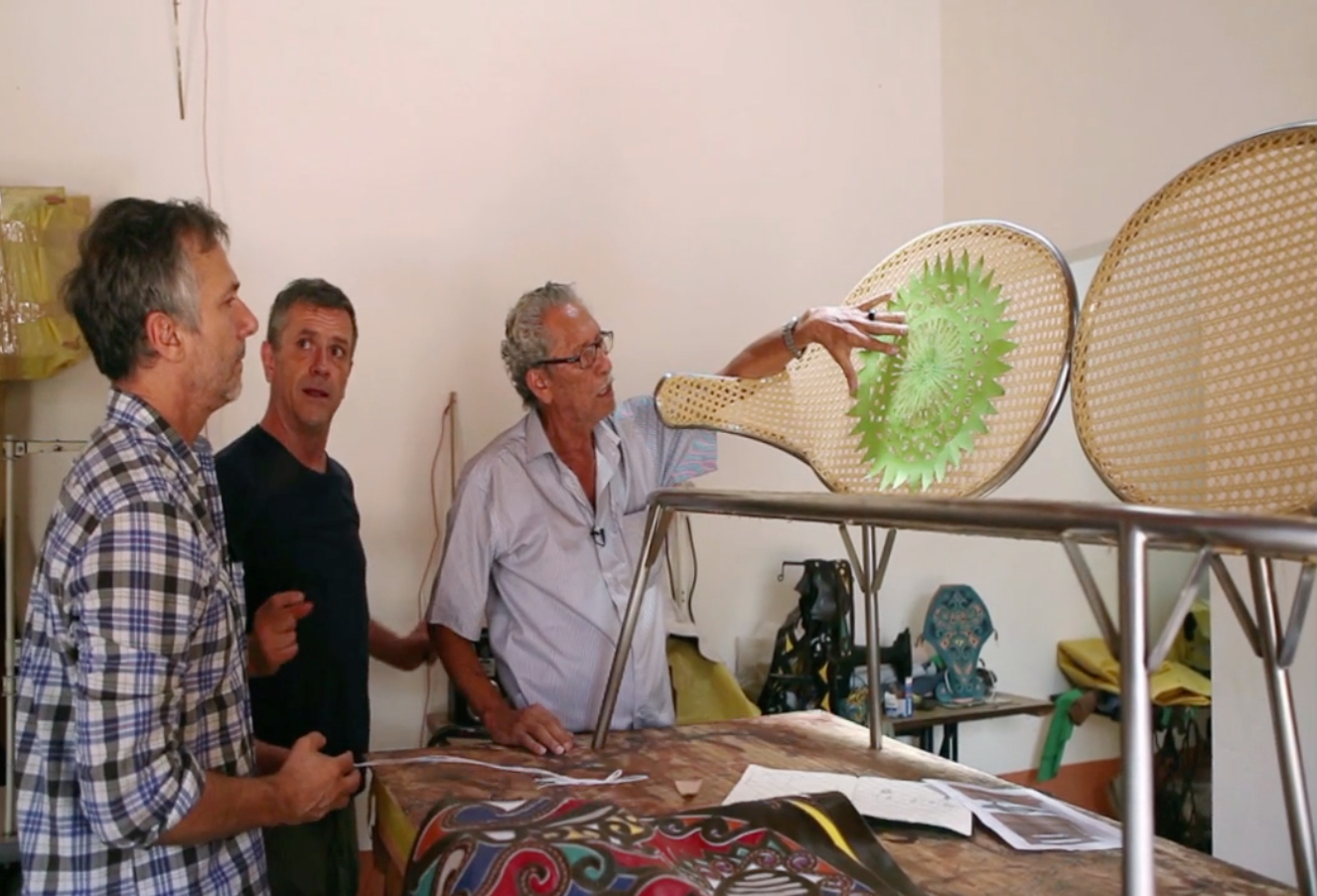 Inside the studio of Espedito with design collaborators Fernando and Humberto campana.