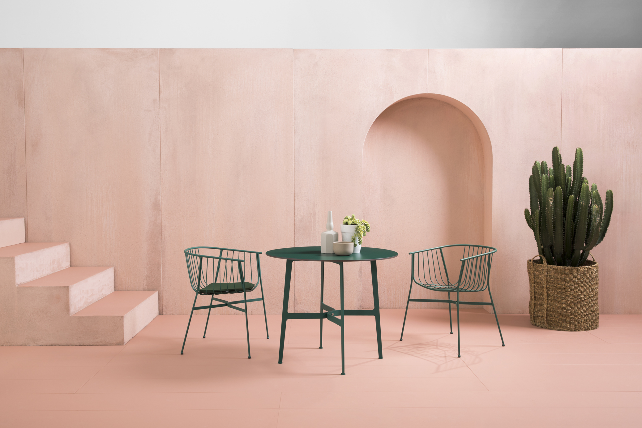 Jeanette chairs and Eileen circular table from the SP01 Outdoor collection. Photo: Jason Busch