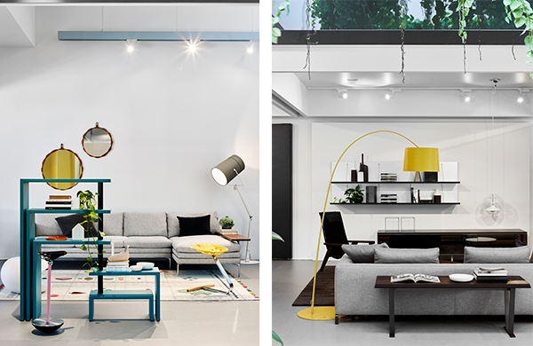 Room vignettes in the Space Furniture Brisbane showroom are designed to engage clients in stories and brand experiences. Photo: Toby Scott