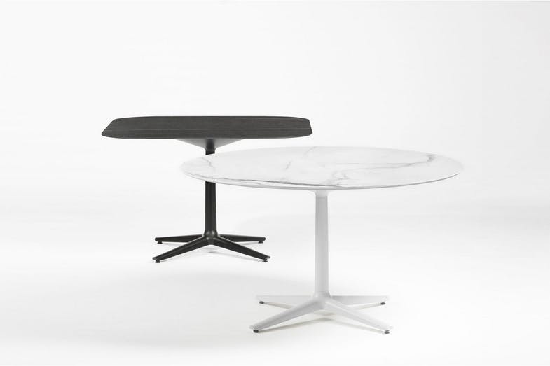 3. Multiplo table The Multiplo industrial table line was designed with the contract market in mind. The concept allows for customisation by playing with form and different combinations of bases and table tops. The versatility allows for different finishes to be introduced to the family.