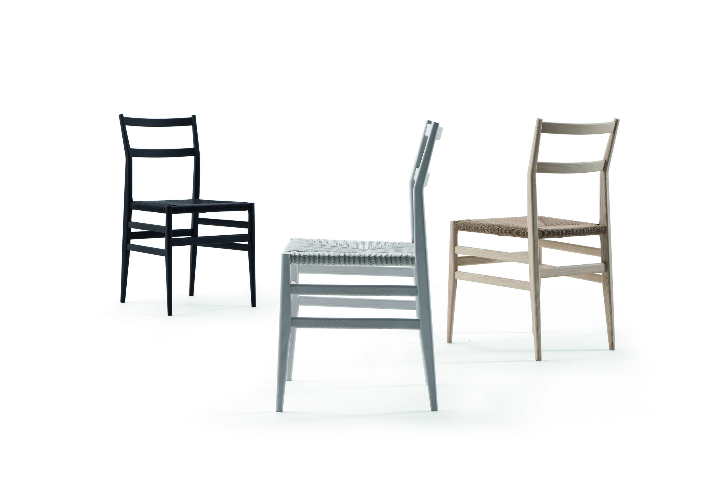 Gio Ponti's 646 Leggera collection designed in the 1950s for Cassina, now updated with new colours and upholstery.