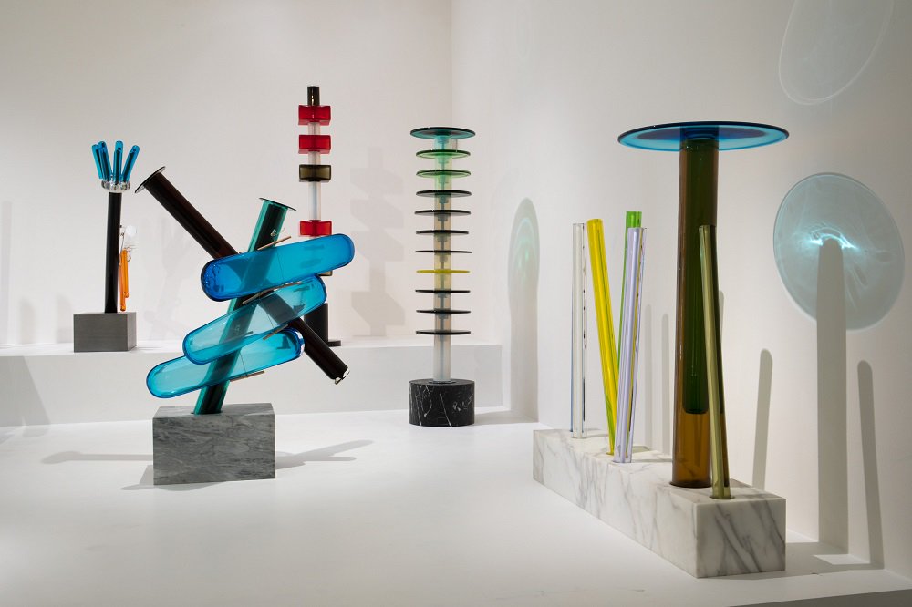 Sottsass in glass and crystal, curated by Luca Massimo Barbero at Le Stanze del Vetro in Venice. 