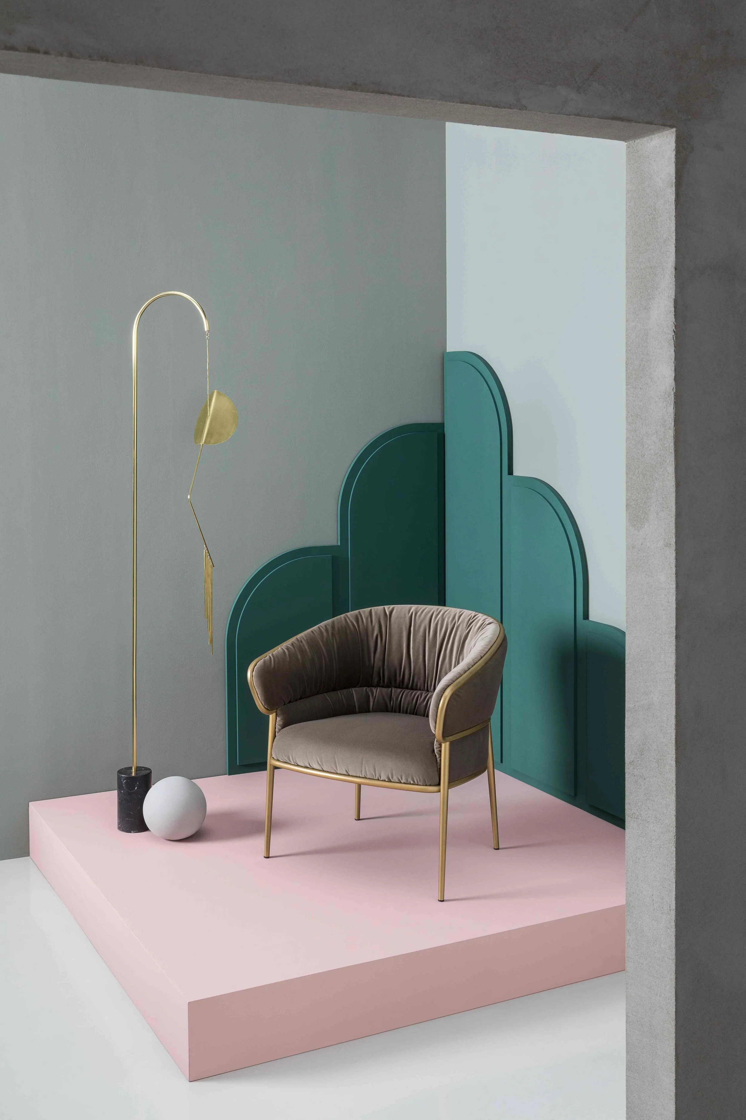 The Shu-Ying armchair includes intricate upholstery details that balance the softness of the seat and the form of the shell. 