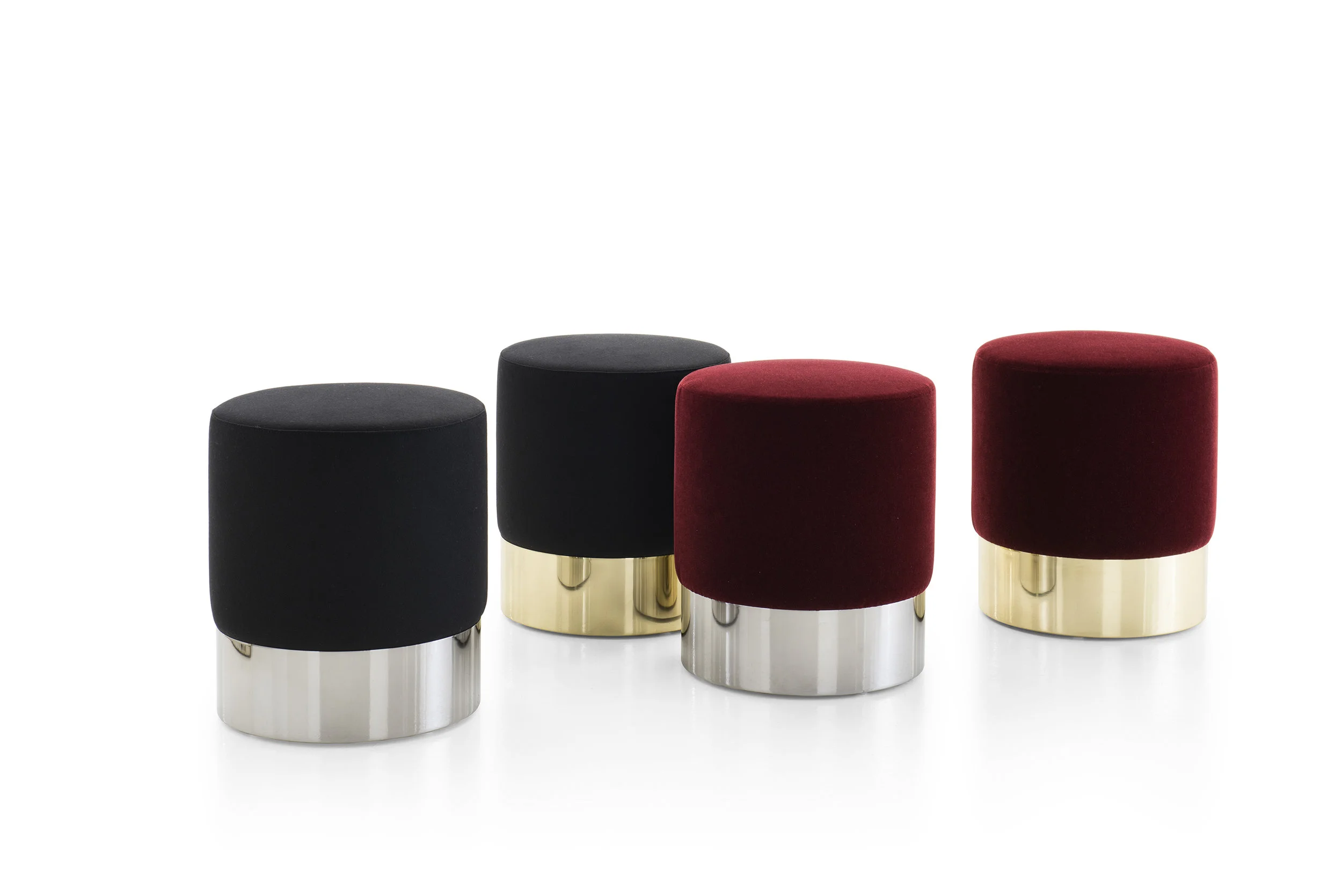 The Cilindro stools designed by Luigi Caccia Dominioni in 1963. Photo c/o B&B Italia.