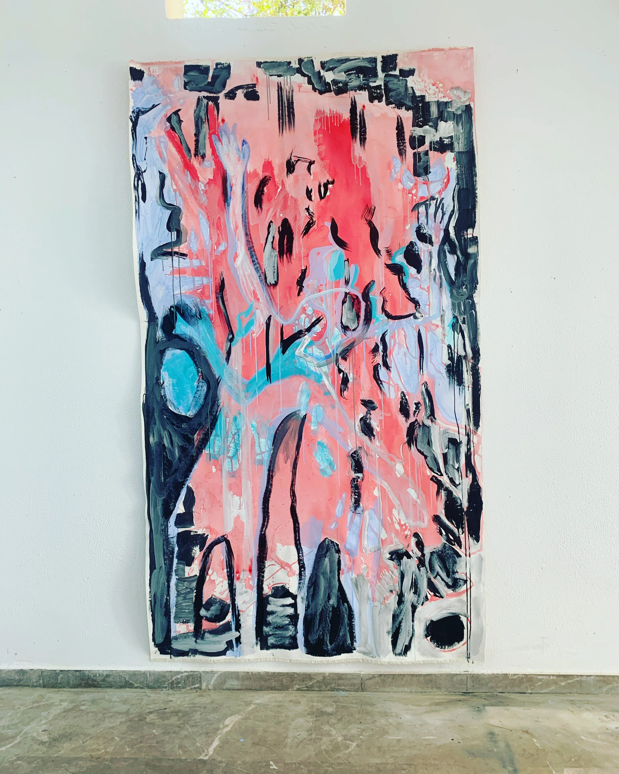 "Together at last". 212cmx120cm. Acrylic On Canvas. Poros, Greece, 2021