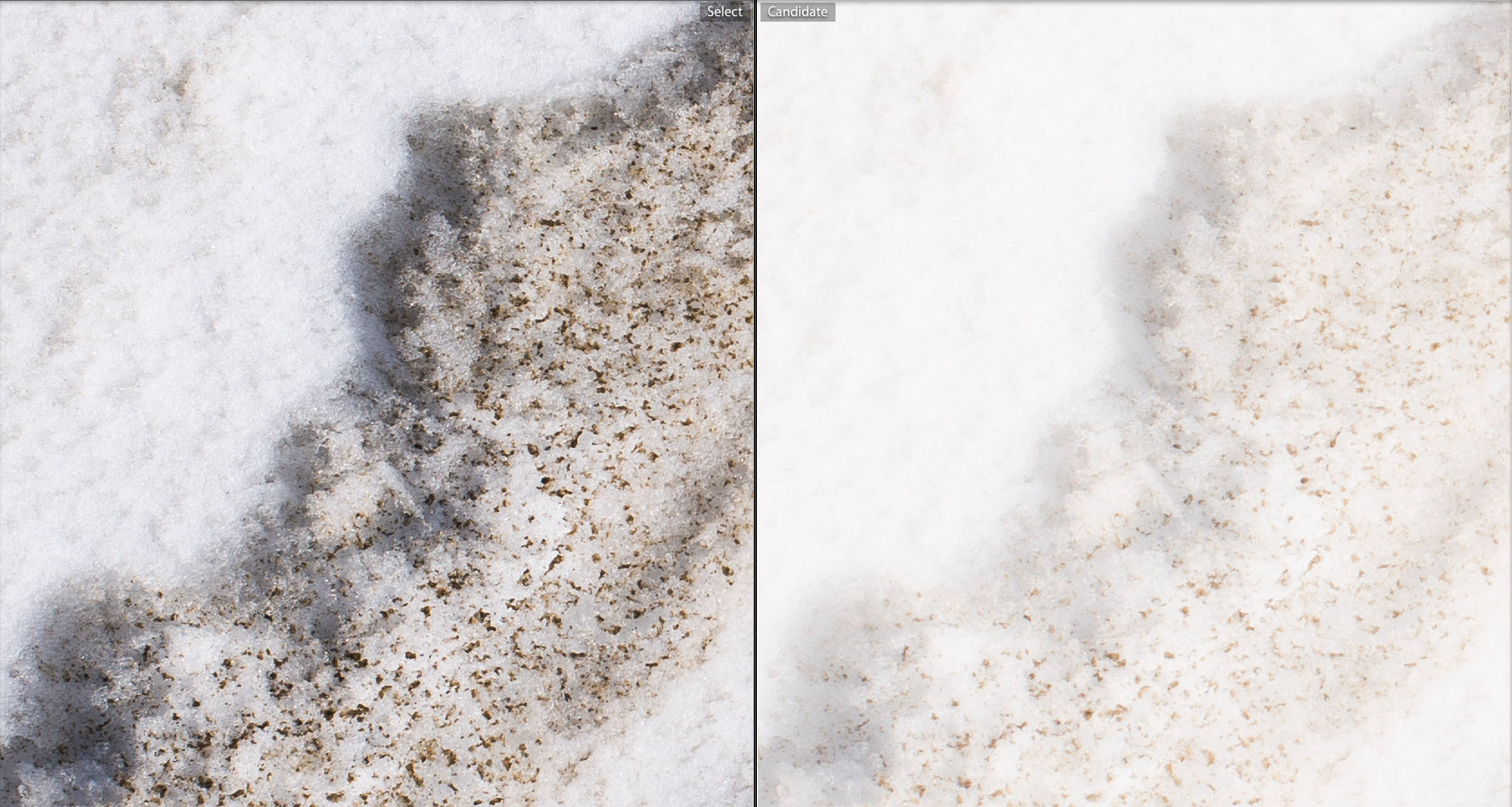Fig 3. Detail of original on right and adjusted on left.