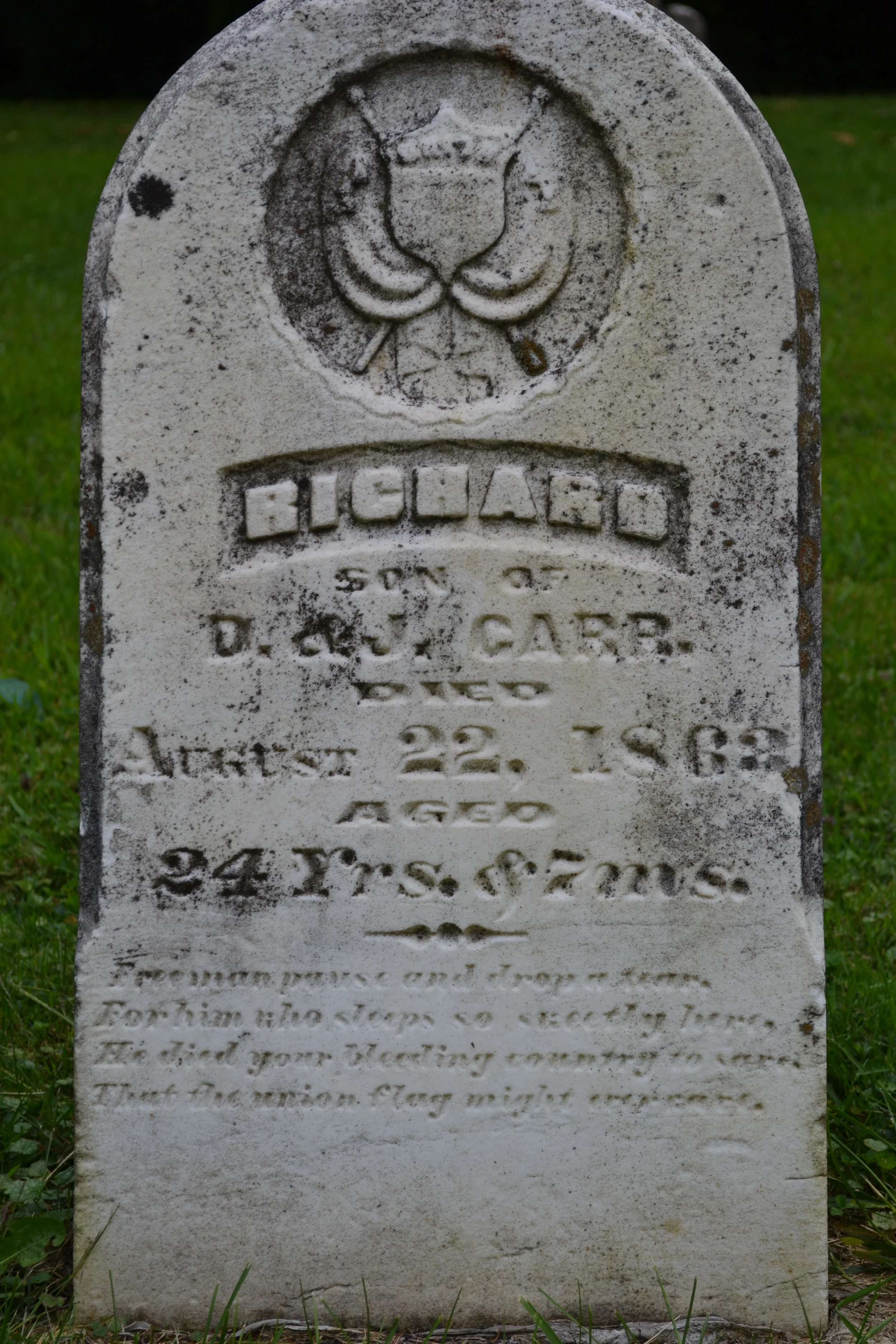 A grave marker dated August 22, 1862