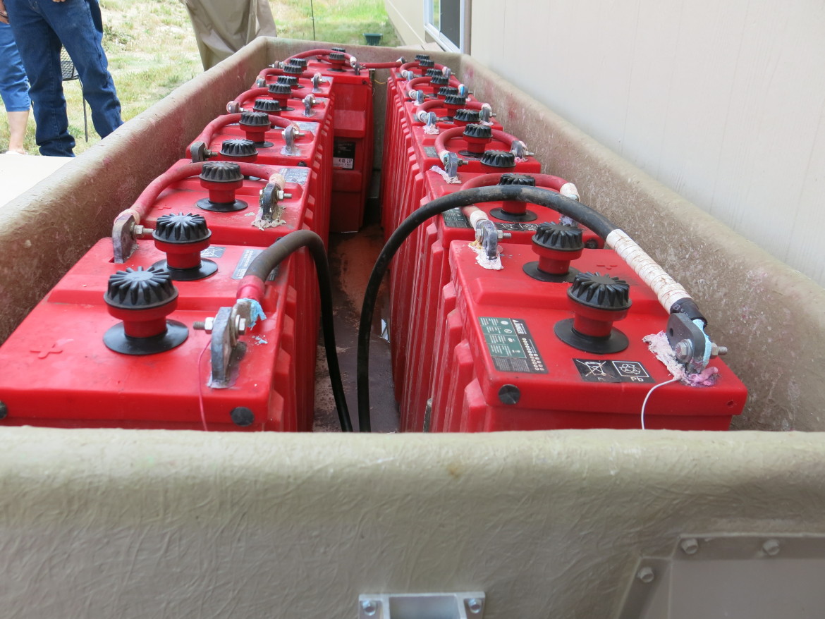Jim and Lyn Schneider will have to replace three of their 12 batteries this summer. Leigh Paterson.