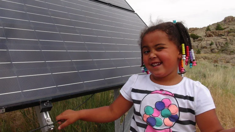 Mayla's great-grandparents installed solar panels and batteries at their home near Alcova, Wyoming. Leigh Paterson.